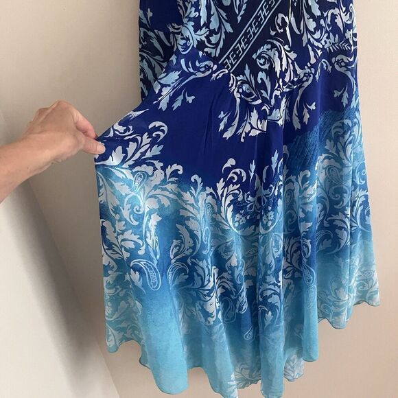 Rabbit Y2K Babydoll Asymetrical Midi Dress Sz 6 Teal Coastal Fairy Cottagecore - Picture 10 of 13